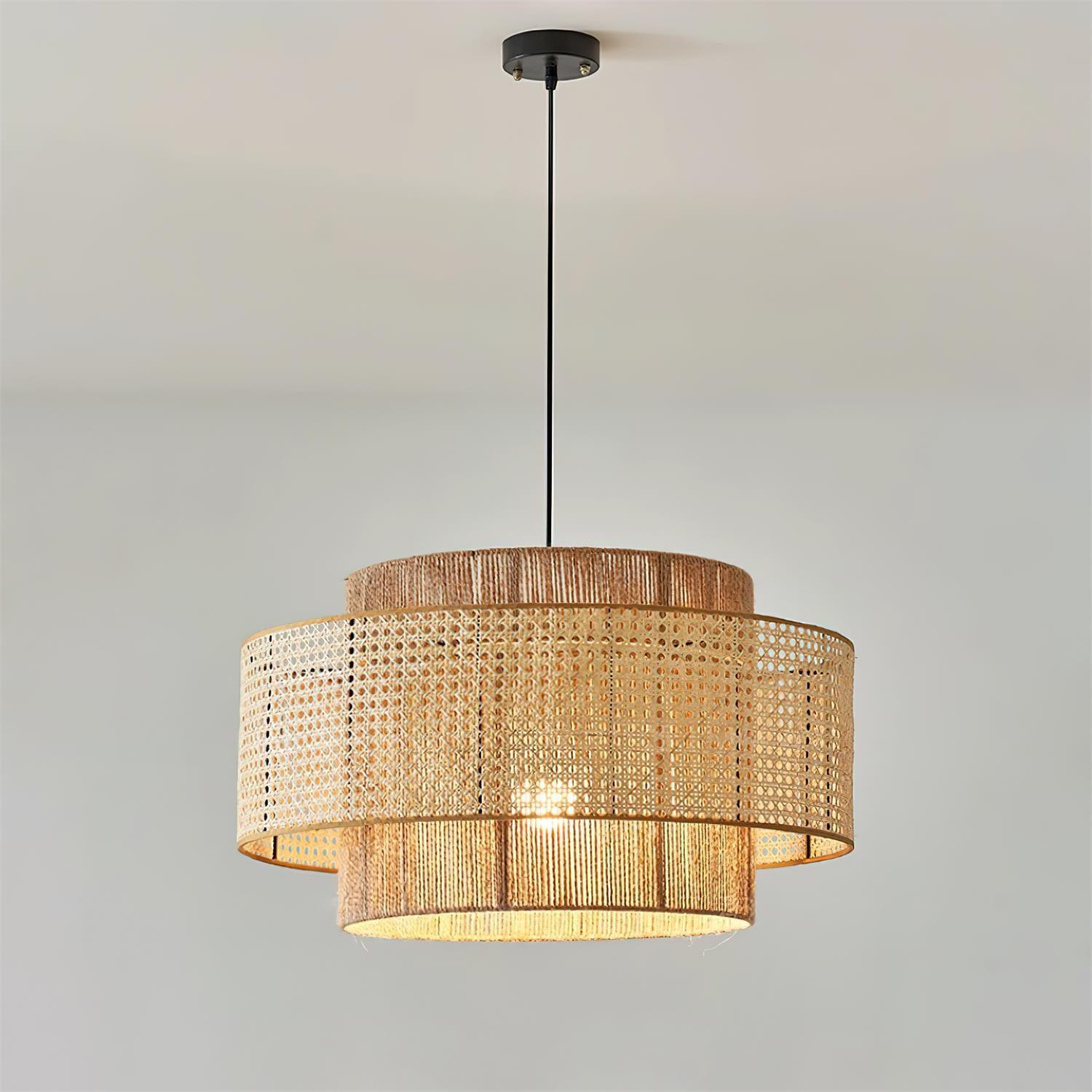 Triela Rattan Drum Pendant Light - Loonglight