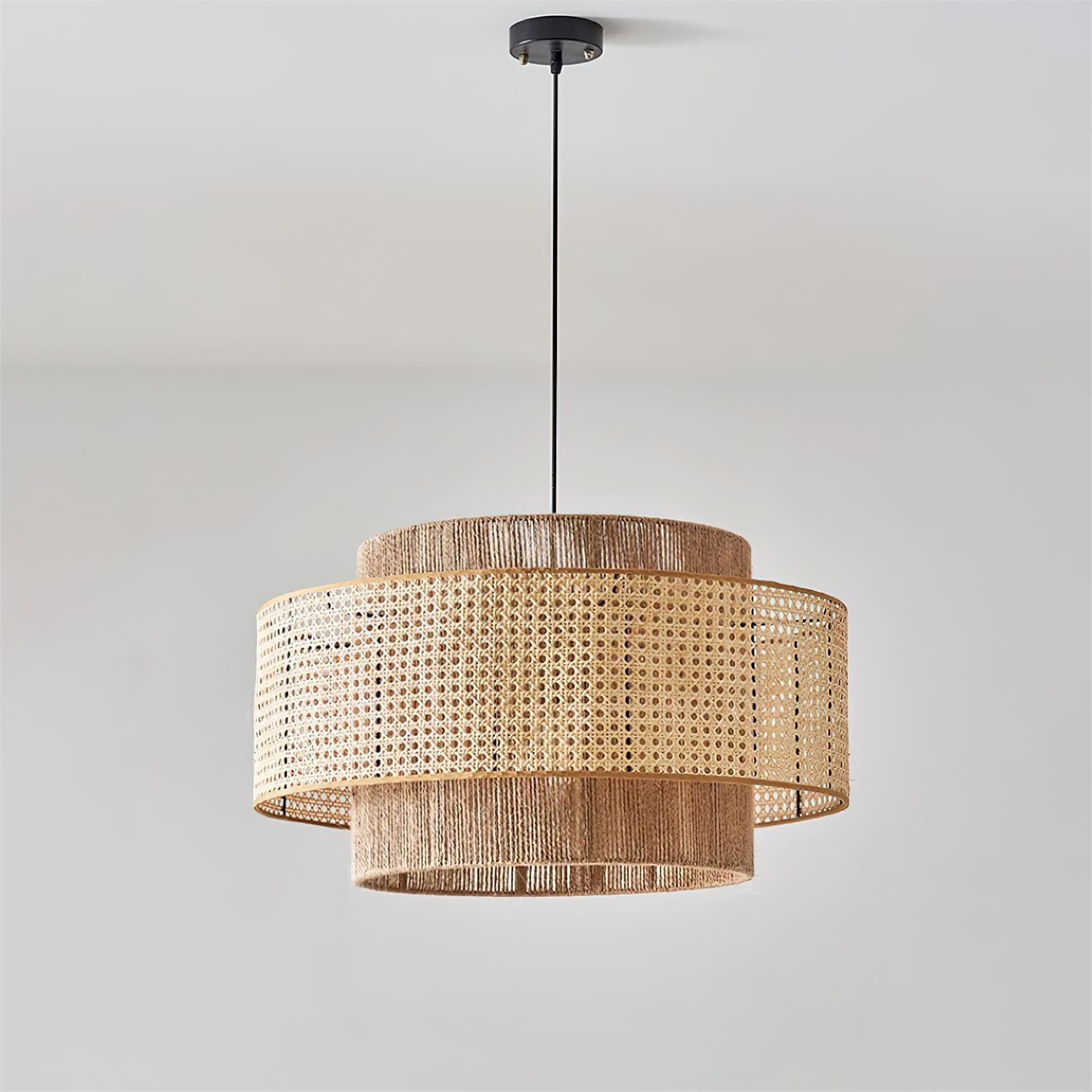 Triela Rattan Drum Pendant Light - Loonglight
