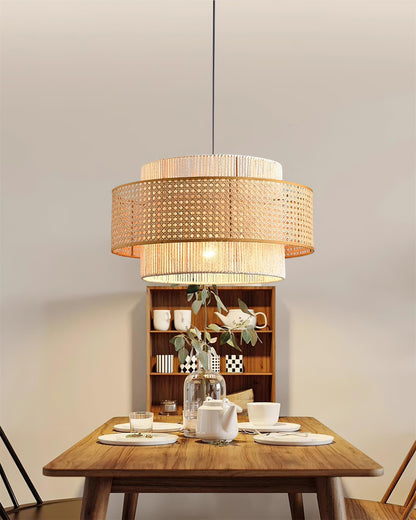 Triela Rattan Drum Pendant Light - Loonglight