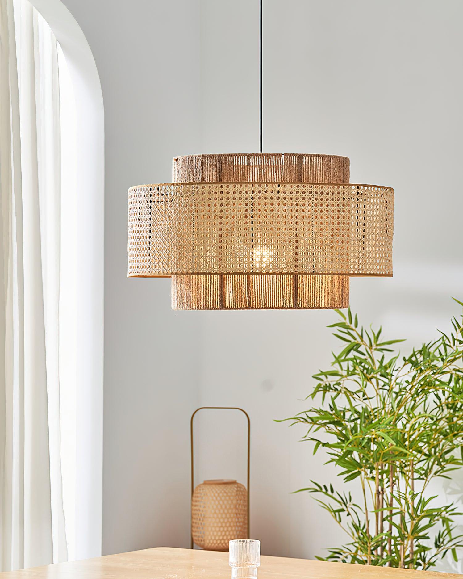 Triela Rattan Drum Pendant Light - Loonglight