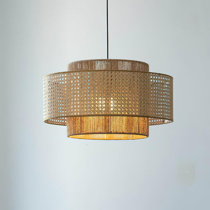 Triela Rattan Drum Pendant Light - Loonglight