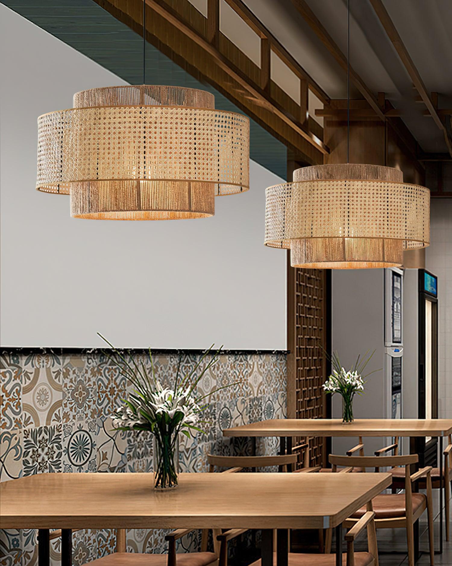 Triela Rattan Drum Pendant Light - Loonglight