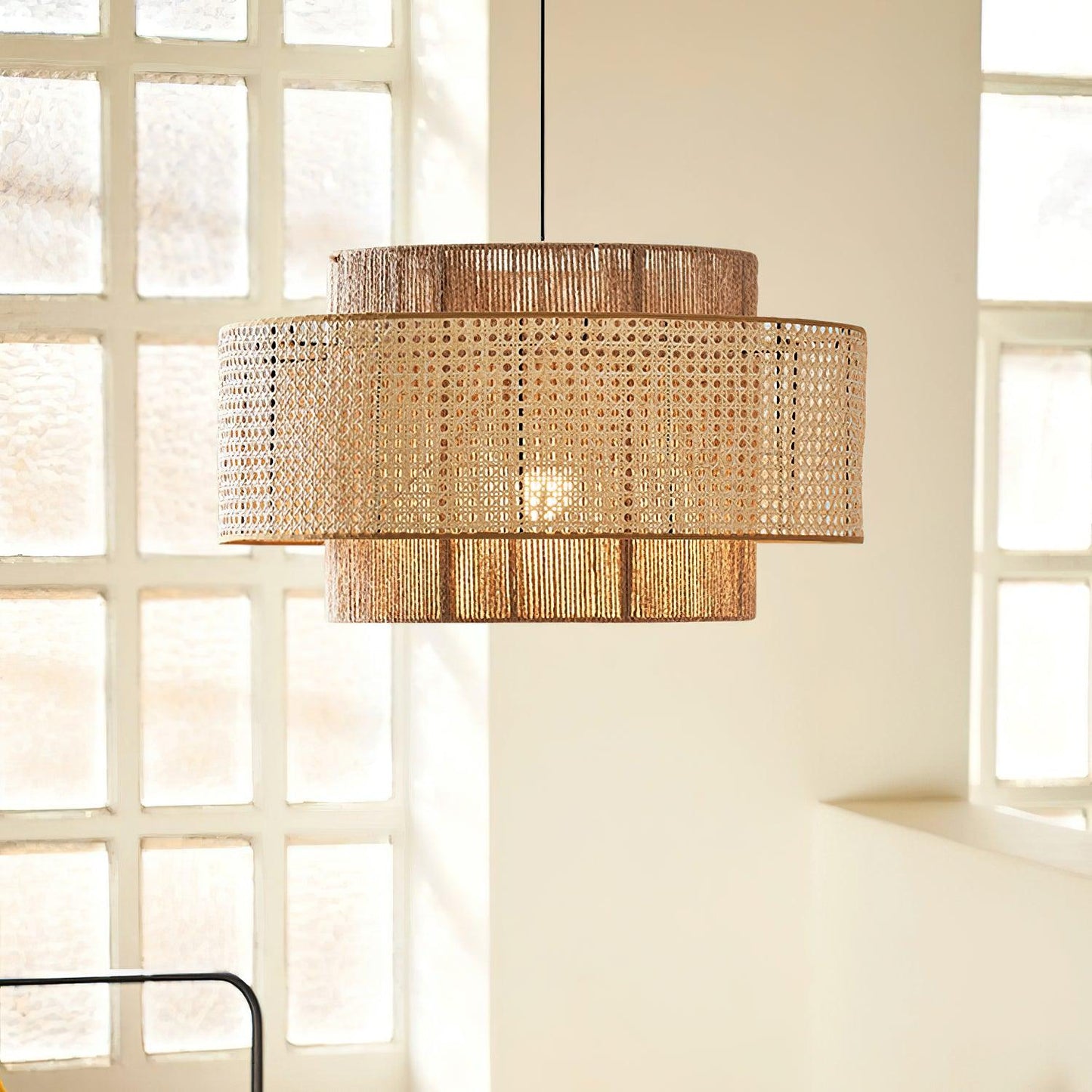 Triela Rattan Drum Pendant Light - Loonglight