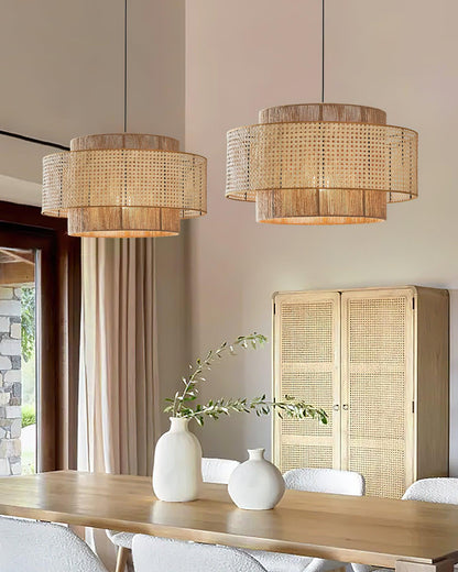 Triela Rattan Drum Pendant Light - Loonglight