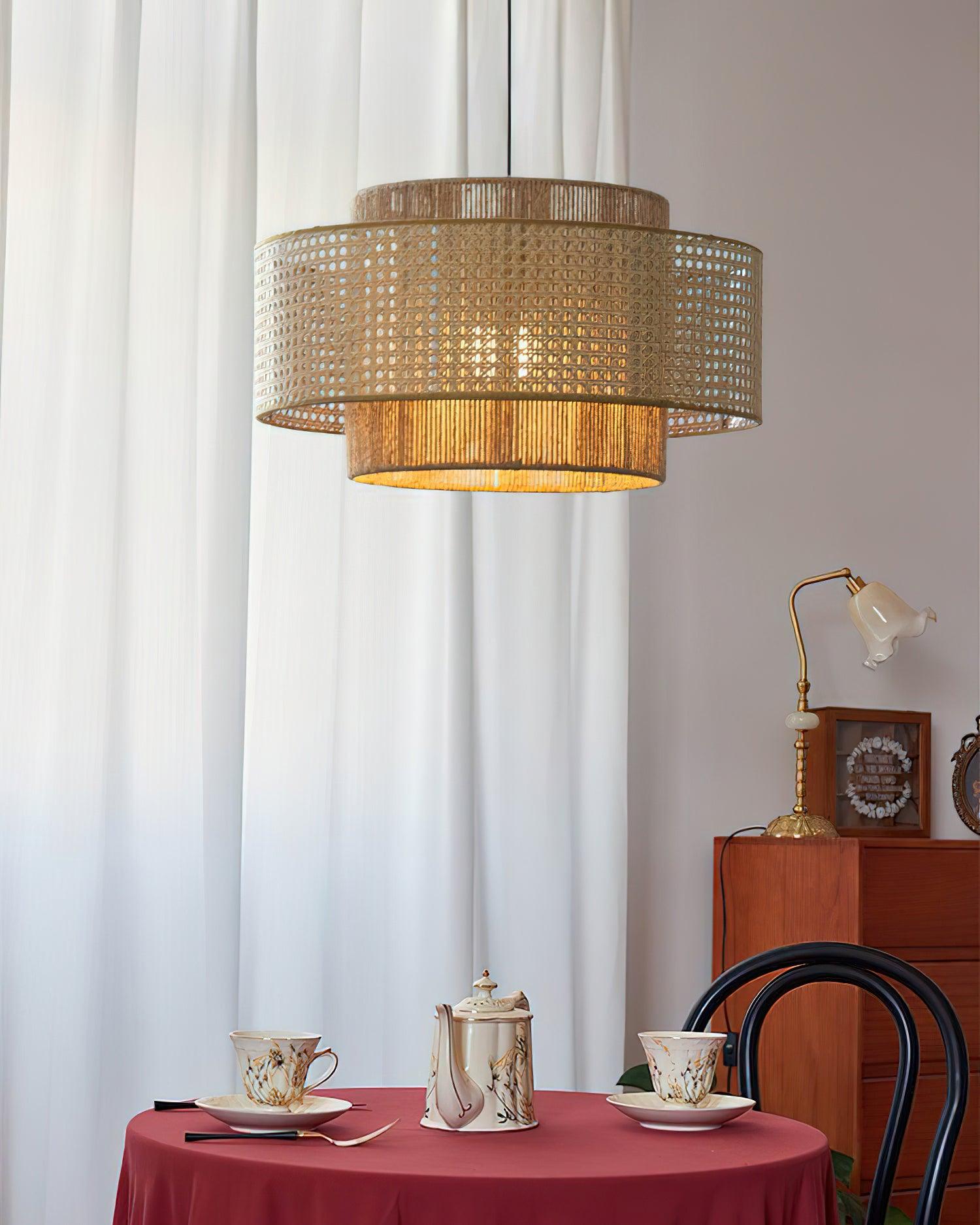 Triela Rattan Drum Pendant Light - Loonglight