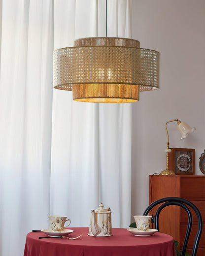 Triela Rattan Drum Pendant Light - Loonglight