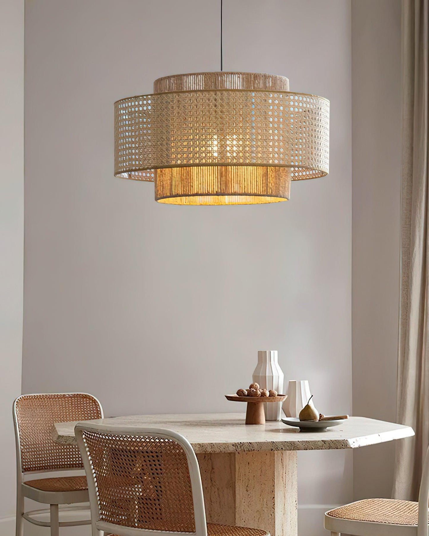 Triela Rattan Drum Pendant Light - Loonglight