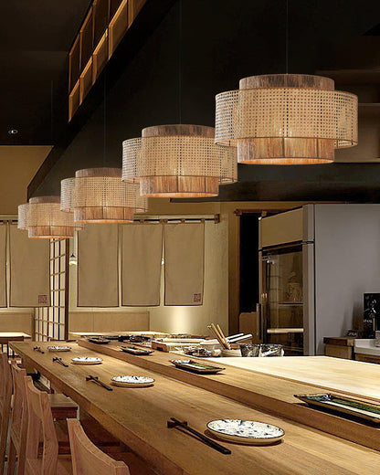 Triela Rattan Drum Pendant Light - Loonglight