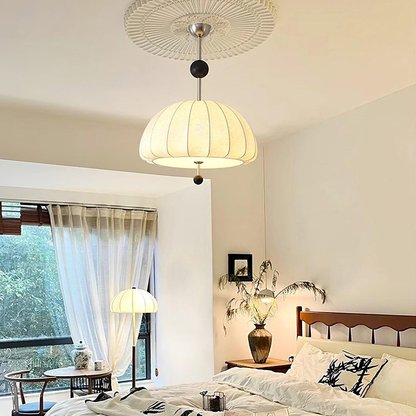 Japanese-style Fabric Pendant Light - Loonglight