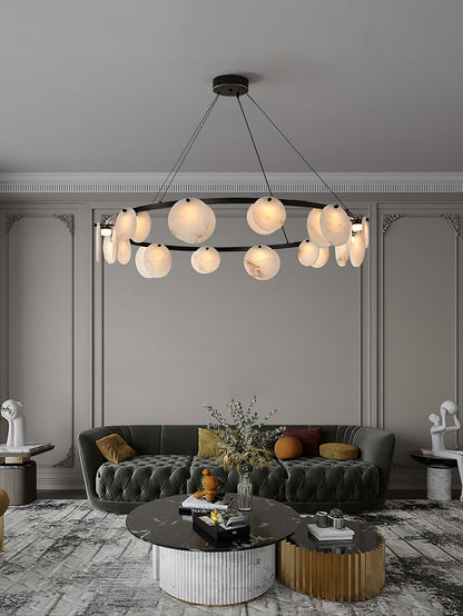 Trinidad  Alabaster Disc Ring Chandelier - Loonglight