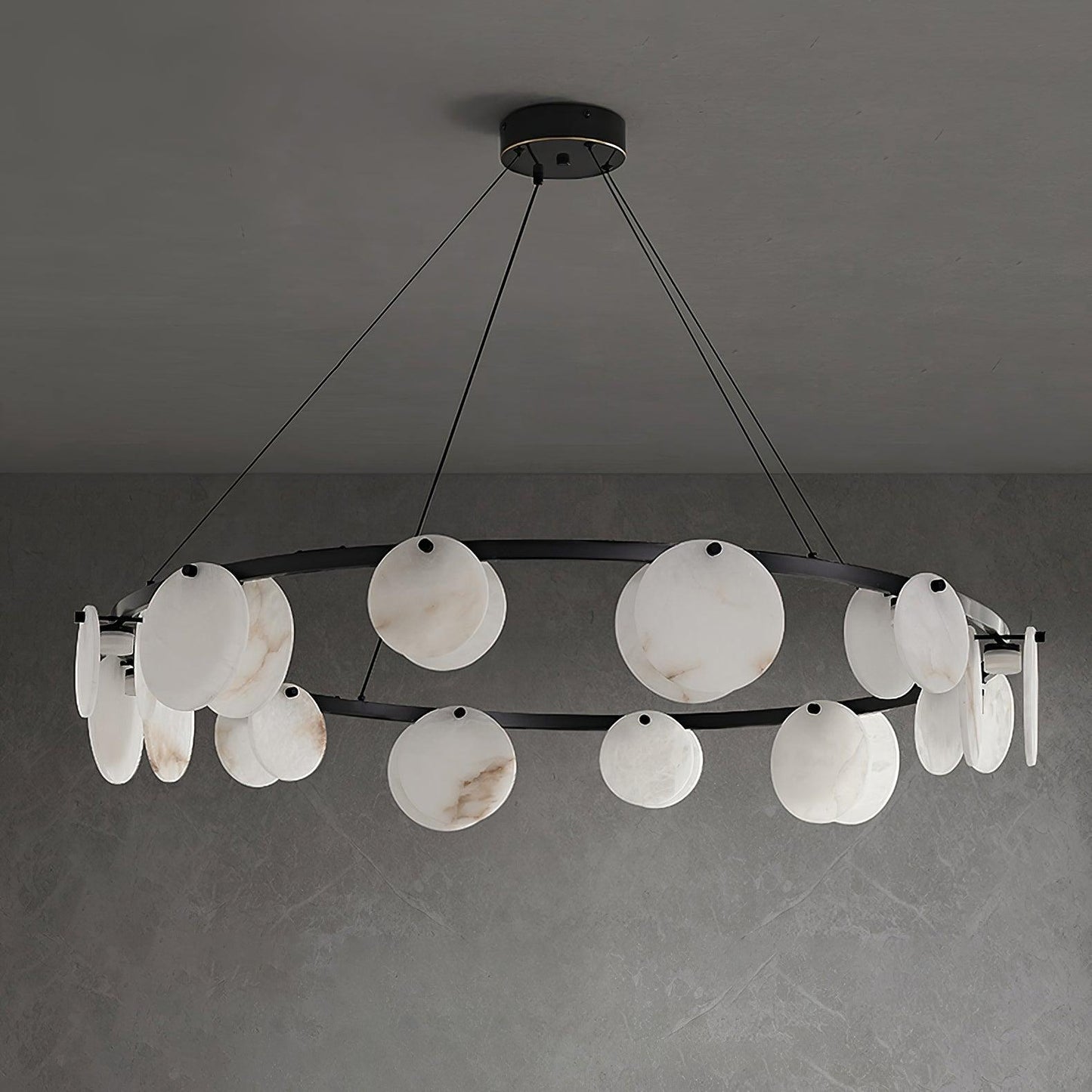 Trinidad  Alabaster Disc Ring Chandelier - Loonglight