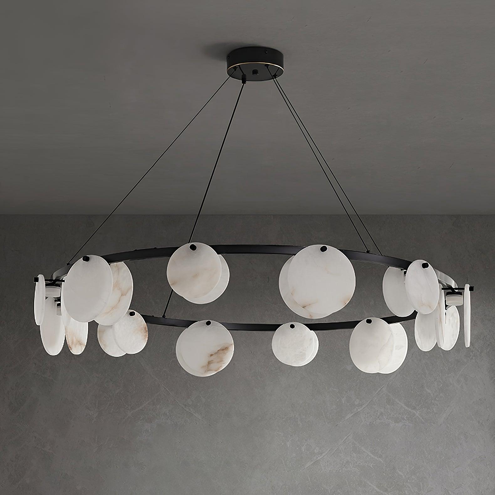 Trinidad  Alabaster Disc Ring Chandelier - Loonglight