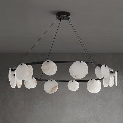 Trinidad  Alabaster Disc Ring Chandelier - Loonglight
