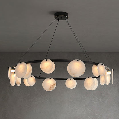 Trinidad  Alabaster Disc Ring Chandelier - Loonglight