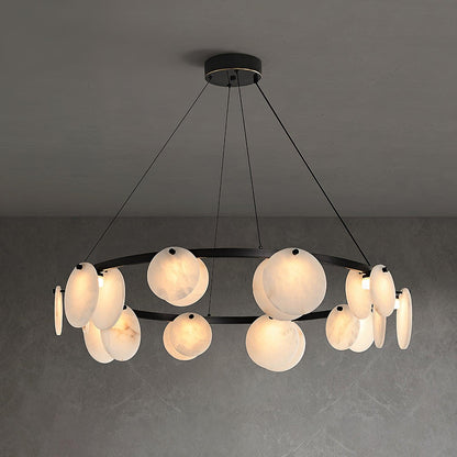 Trinidad  Alabaster Disc Ring Chandelier - Loonglight