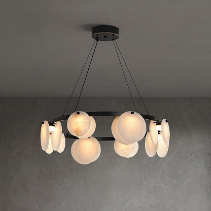Trinidad  Alabaster Disc Ring Chandelier - Loonglight