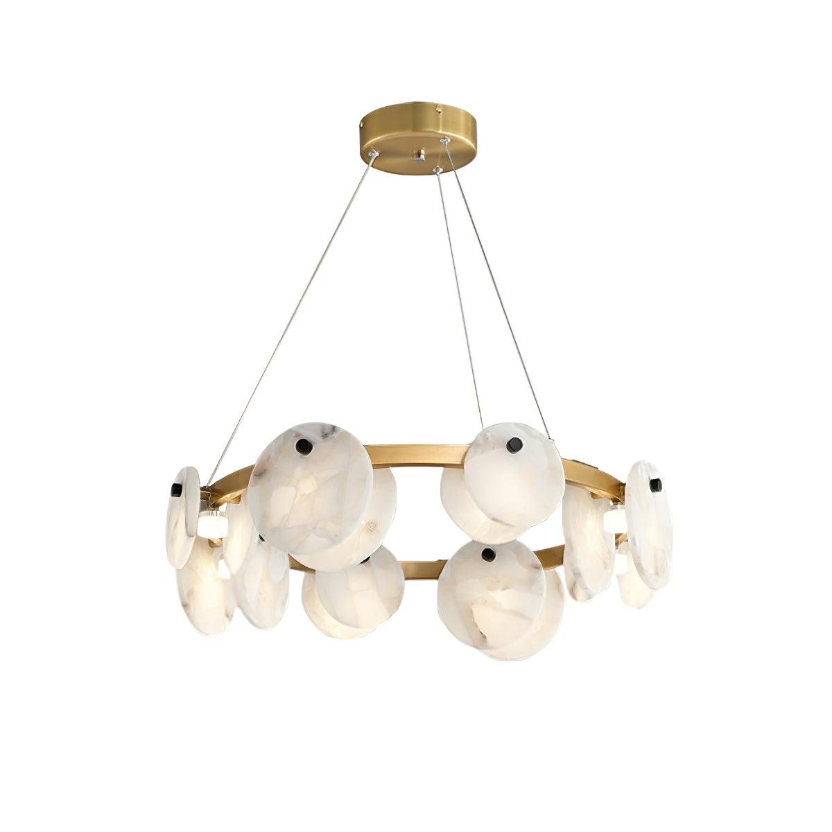 Trinidad  Alabaster Disc Ring Chandelier - Loonglight