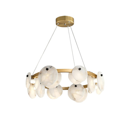 Trinidad  Alabaster Disc Ring Chandelier - Loonglight