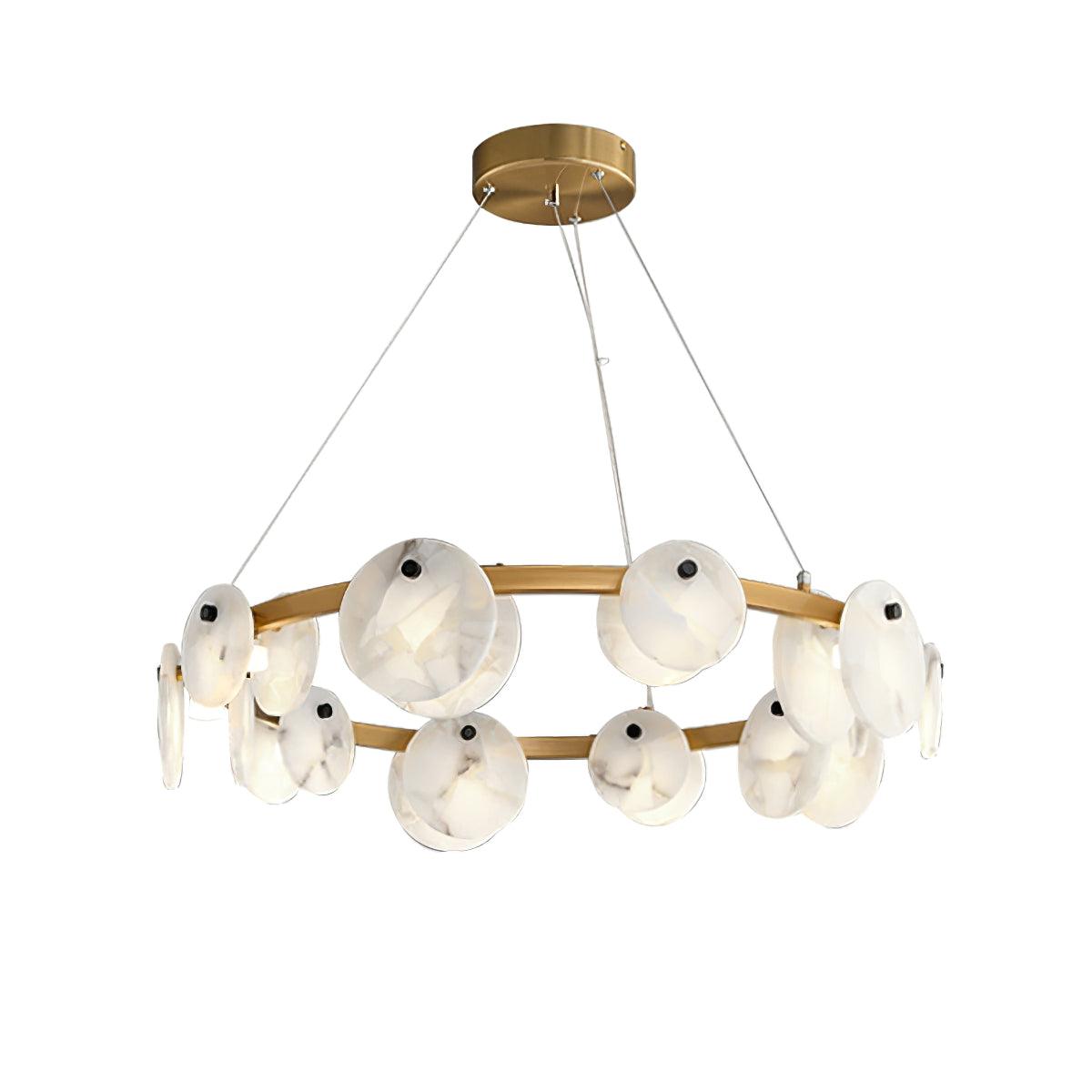 Trinidad  Alabaster Disc Ring Chandelier - Loonglight