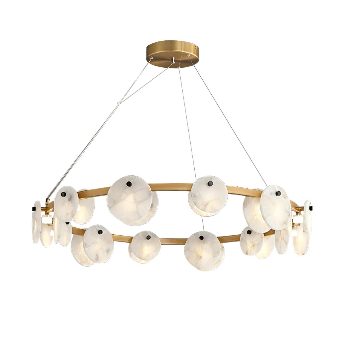 Trinidad  Alabaster Disc Ring Chandelier - Loonglight