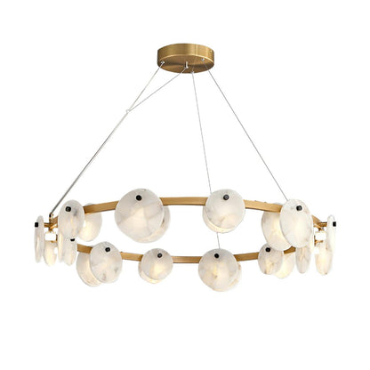 Trinidad  Alabaster Disc Ring Chandelier - Loonglight