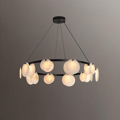 Trinidad  Alabaster Disc Ring Chandelier - Loonglight