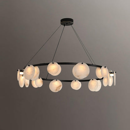 Trinidad  Alabaster Disc Ring Chandelier - Loonglight