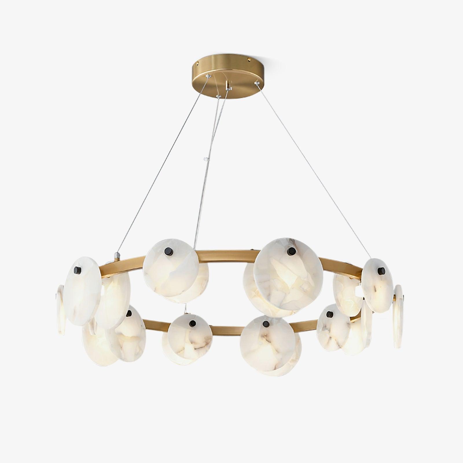 Trinidad  Alabaster Disc Ring Chandelier - Loonglight