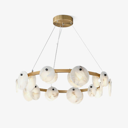 Trinidad  Alabaster Disc Ring Chandelier - Loonglight