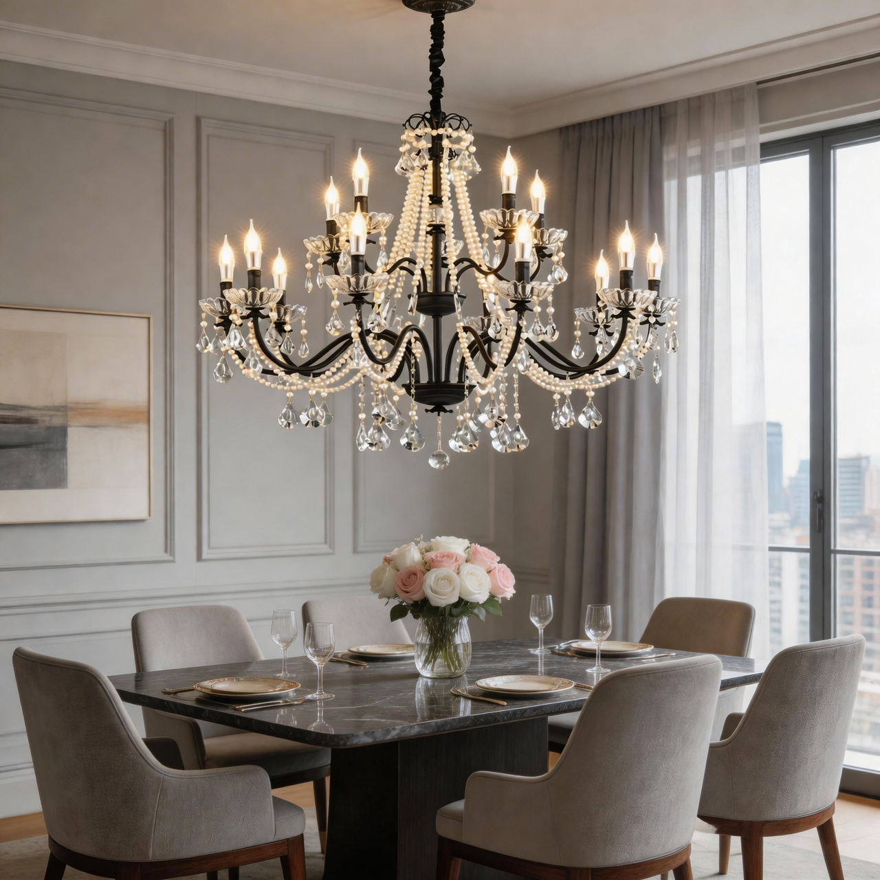 Versailles Classic Black Crystal Chandelier