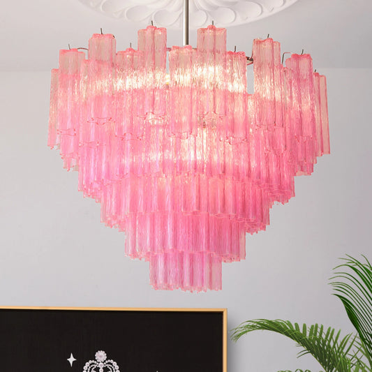 Vibrant Pink Floral Tube Chandelier - Loonglight
