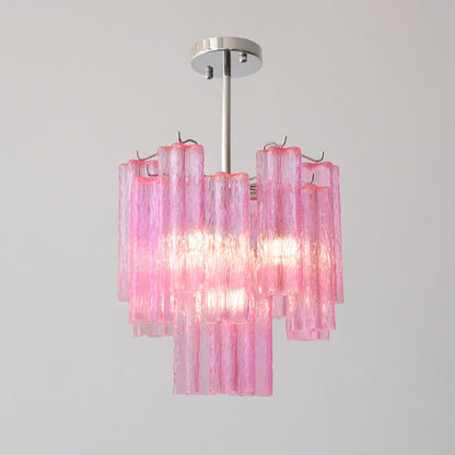 Vibrant Pink Floral Tube Chandelier - Loonglight