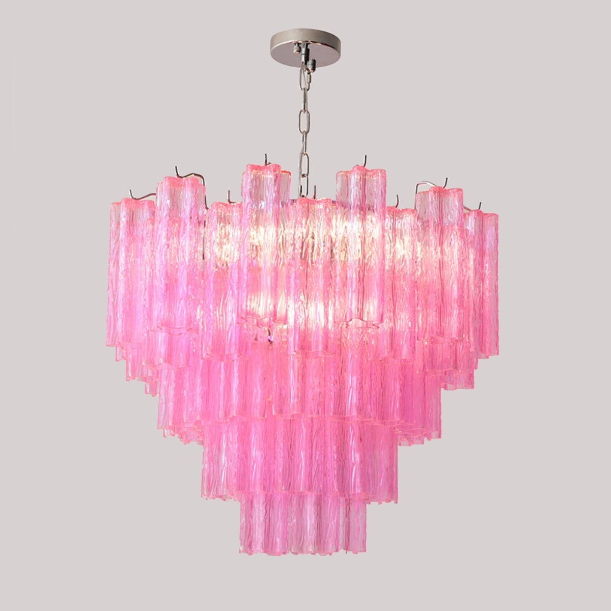 Vibrant Pink Floral Tube Chandelier - Loonglight