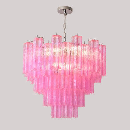 Vibrant Pink Floral Tube Chandelier - Loonglight