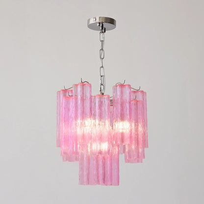 Vibrant Pink Floral Tube Chandelier - Loonglight