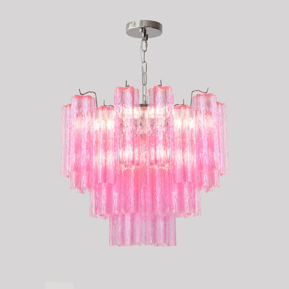 Vibrant Pink Floral Tube Chandelier - Loonglight