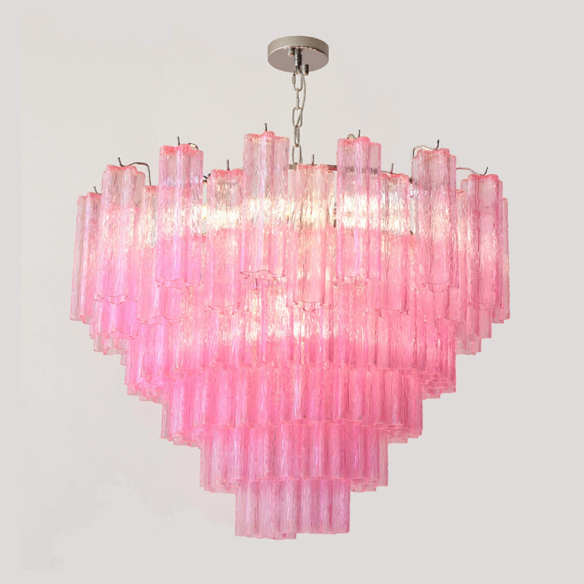 Vibrant Pink Floral Tube Chandelier - Loonglight