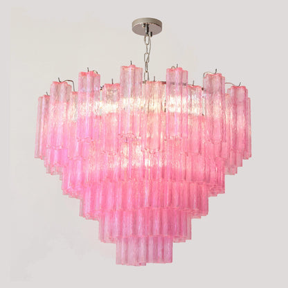 Vibrant Pink Floral Tube Chandelier - Loonglight