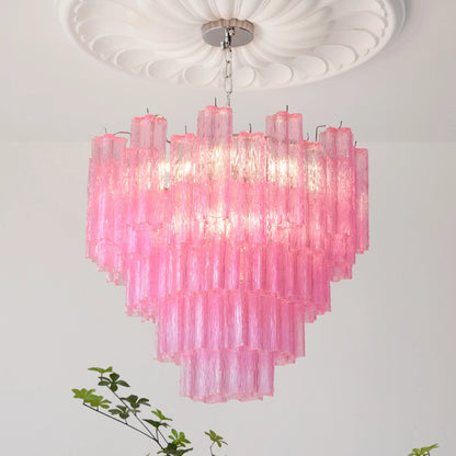 Vibrant Pink Floral Tube Chandelier - Loonglight