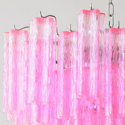 Vibrant Pink Floral Tube Chandelier - Loonglight