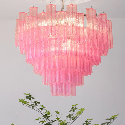 Vibrant Pink Floral Tube Chandelier - Loonglight