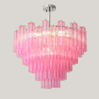 Vibrant Pink Floral Tube Chandelier - Loonglight