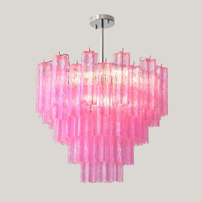 Vibrant Pink Floral Tube Chandelier - Loonglight