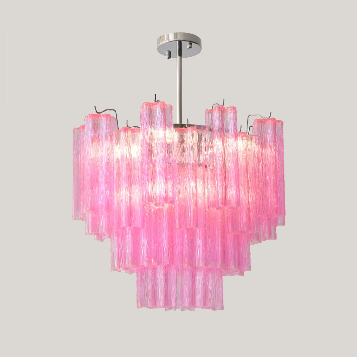 Vibrant Pink Floral Tube Chandelier - Loonglight