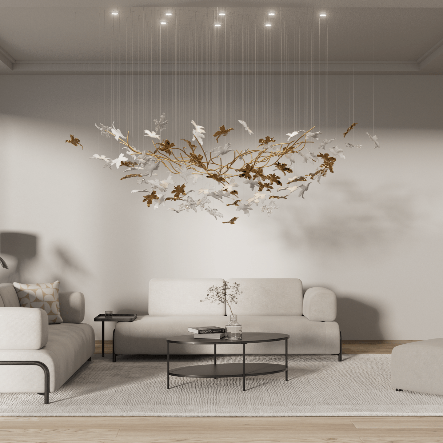 Vine Glass Leaf Chandelier - Loonglight