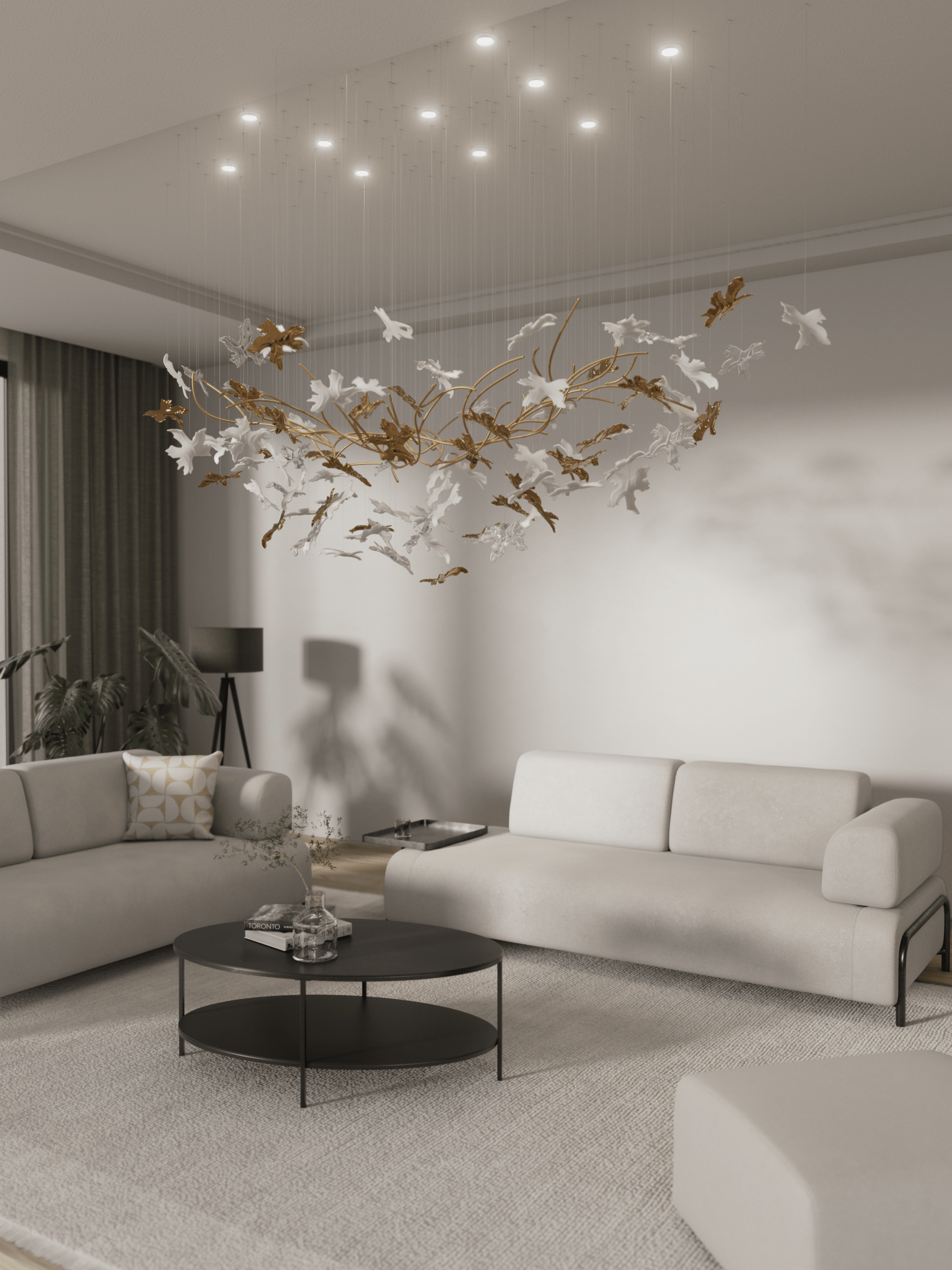 Vine Glass Leaf Chandelier - Loonglight