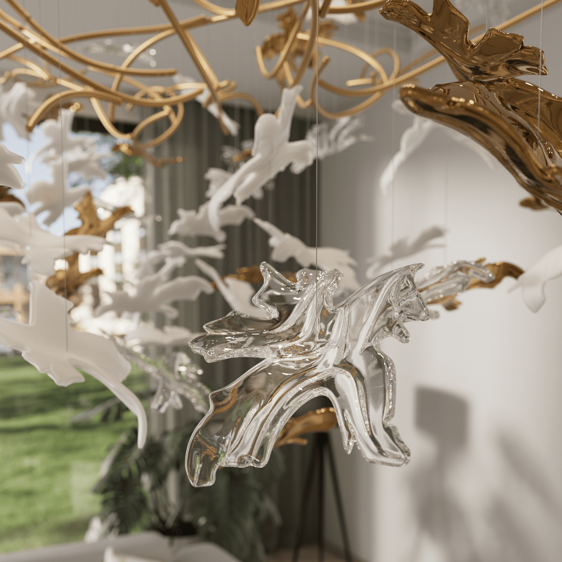 Vine Glass Leaf Chandelier - Loonglight