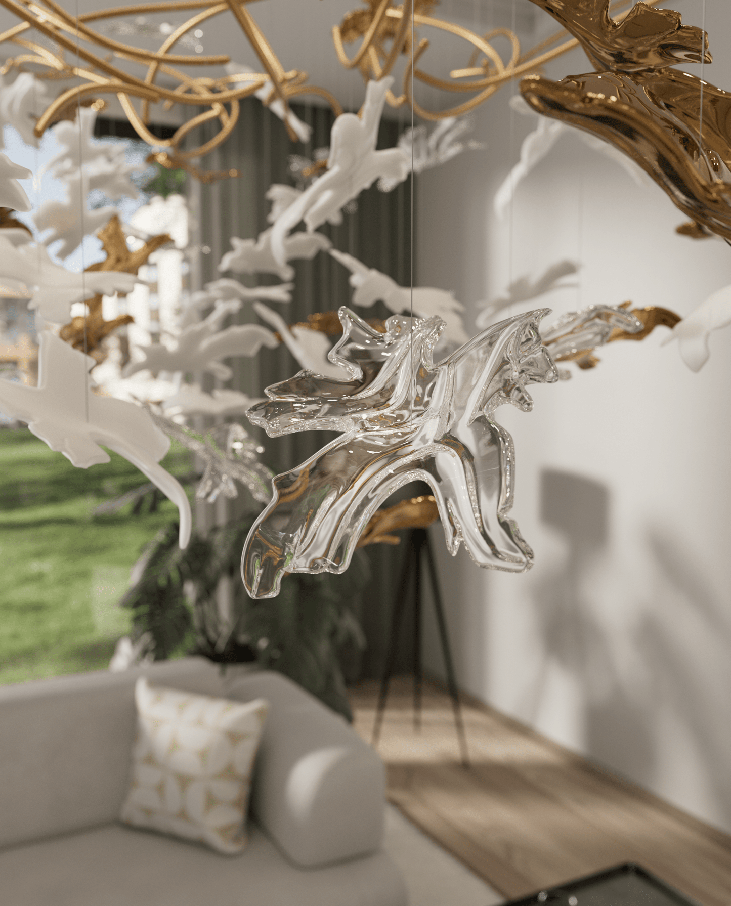 Vine Glass Leaf Chandelier - Loonglight