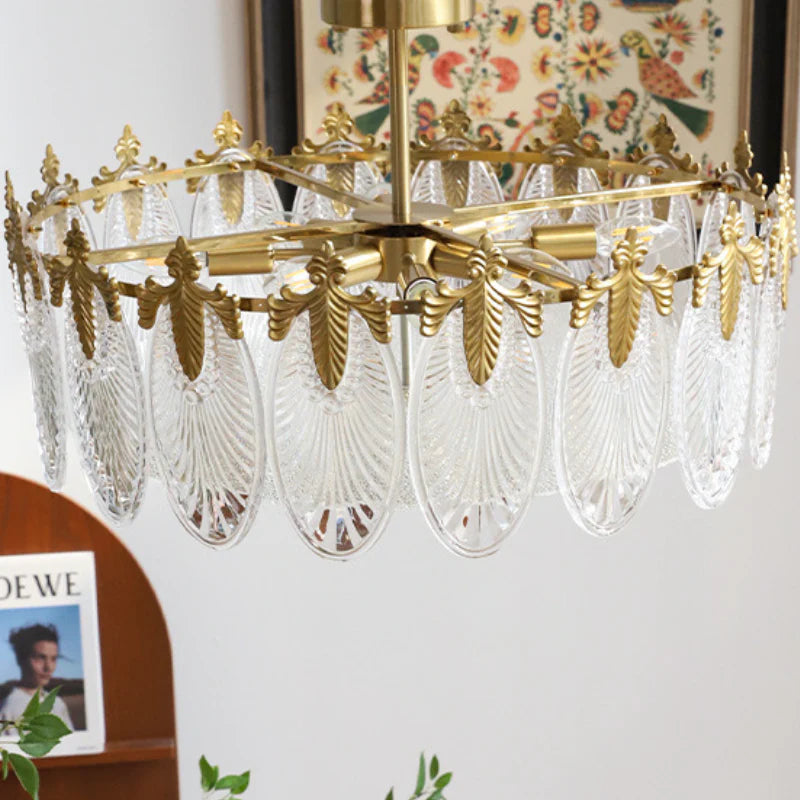 Vintage Glass Leaf Round Chandelier - Loonglight