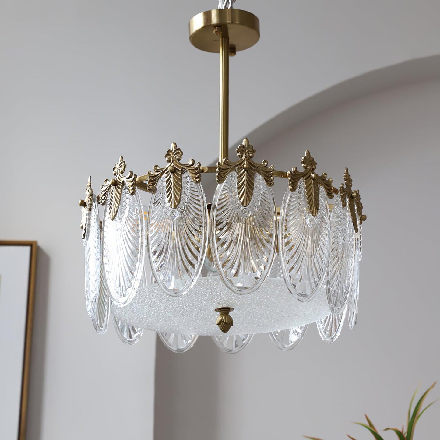 Vintage Glass Leaf Round Chandelier - Loonglight